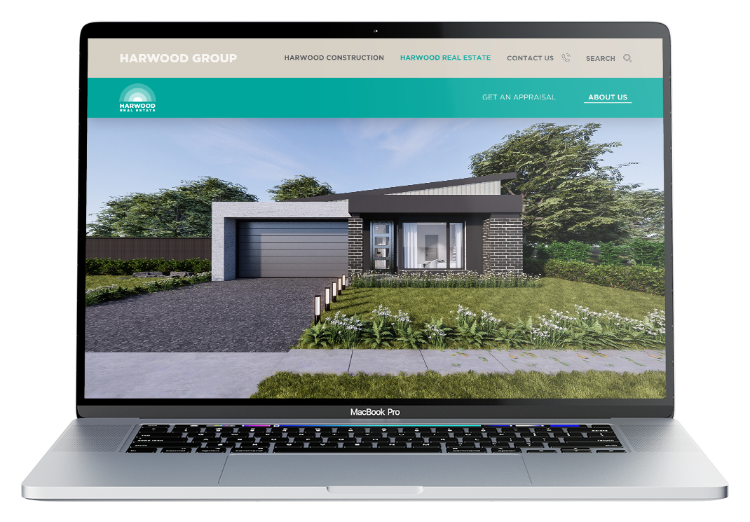 Mockup website design and mobile app development of Harwood by Upscalix